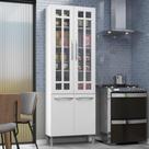 Paneleiro Duplo Modulado Com Vidro Fidelitá Viena 70 Cm 4 Portas Branco