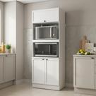 Paneleiro Duplo Torre Quente 3 Portas 2 Nichos para Micro-ondas 213x70cm Unna Yescasa Branco