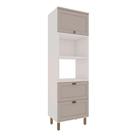 Paneleiro Iluminata com 2 Nichos 2 Portas 1 Gaveta Branco e Fendi