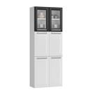 Paneleiro Itatiaia Luce 6 Portas 2 Vidros Alto Branco/Preto IPLDV-70