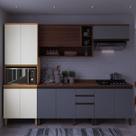 Paneleiro Macadâmia 70cm 4 Portas para Microondas Branco/Freijó