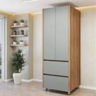 Paneleiro Modulado 2 Portas 2 Gavetas Nesher Rainha 70cm - Nature/Verde Paneleiro Modulado 2 Portas 2 Gavetas Nesher Rainha 70cm - Nature/Verde