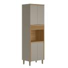 Paneleiro Renard 4 Portas 100% Mdf Jequitibá/Gris Fosco - Pnr Móveis