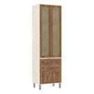 Paneleiro Torre 70 cm 2 Portas Vidro Reflecta Bronze ,3 Gavetas Sofia Luciane Móveis