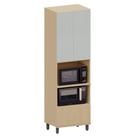 Paneleiro Torre Quente 2 Portas 1 Gaveta Aurora Pet Cinza Cristal/cinza Cristal