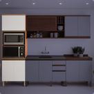 Paneleiro Torre Quente Macadâmia 70cm para Micro e Forno Branco/Freijó
