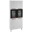 Paneleiros em Aço Mirage New 6 Portas 5 Prateleiras com Vidro Branco/Preto - Telasul