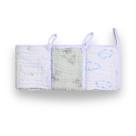 Paninho De Boca 3 Unidades Azul Fibras Bamboo Premium C/ Prendedor De Chupeta 25Cm X 25Cm Menino