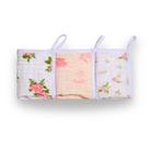 Paninho De Boca 3 Unidades Rosa Fibras Bamboo Premium C/ Prendedor De Chupeta 25Cm X 25Cm Menina