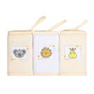 Paninho De Boca Atoalhado Bordado Com Prendedor De Chupeta 30x30cm 03 Unidades Baby Papi Karinho Cor:Amiguinhos