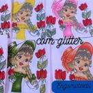 Pano Bainha Boneca Nina com Glitter para Fazer Saia de Crochê - 45x72cm - 100% Algodão