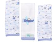 Pano Boca Tecido Fralda Bordado e Estampado Azul Algodão