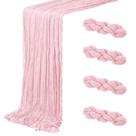 Pano de algodão rosa claro Table Runner ACSUIT 20x300cm, pacote com 4 Pano de algodão rosa claro Table Runner ACSUIT 20x300cm, pacote com 4