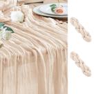 Pano de algodão Table Runner Wokceer, 10 pés, gaze boho bege x2 Pano de algodão Table Runner Wokceer, 10 pés, gaze boho bege x2