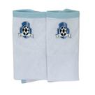Pano De Boca Bebe Bordado 02 Peças Com Prendedor De Chupeta Futebol Azul 100 algodão 25cmX33cm Enxoval dia a dia Baby Deluxe