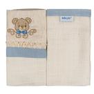 Pano De Boca Com 2 Unidades Para Bebê Com Bordado E Vira 34x40cm - Baby Joy Essência Baby Cor:Urso Azul