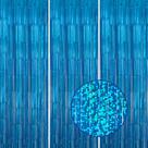 Pano de fundo com franja metálica DECOCKRAT Laser Blue Tinsel 1x2,5 m, pacote com 3