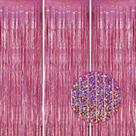 Pano de fundo com franja metálica DECOCKRAT Laser Pink, pacote com 1 x 2,5 m, pacote com 3