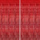 Pano de fundo com franjas metálicas DECOCKRAT Red Shiny Tinsel Cortinas x2