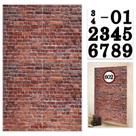 Pano de fundo de festa FHZytg Brick Wall Red 200x125cm com conjunto de números
