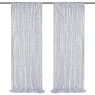 Pano de fundo de lantejoulas QueenDream Silver 60x240cm 2 painéis Pano de fundo de lantejoulas QueenDream Silver 60x240cm 2 painéis