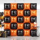 Pano de fundo de parede de balão NISOCY Black Orange Square Foil x25