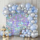 Pano de fundo de parede Shimmer Kate Iridescent Silver 24 painéis