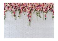 Pano de fundo fotográfico LTLYH 210x150cm, parede de tijolo branco, floral