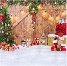 Pano de fundo fotográfico SJOLOON Rustic Christmas Barn Wood Door