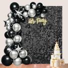 Pano de fundo Ozikutech Black Sequin 122x183 cm, decoração de festa