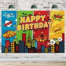 Pano de fundo QIEXI Superhero City Birthday 150x90cm