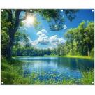 Pano de fundo ZTHMOE Fabric Lake Natural Scenery 3x2,4m com adereços