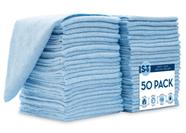 Pano de limpeza de microfibra S&T INC. Pacote de 50 em azul claro