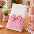 Pano de Prato Toalhado Artesanal Feito a Mão Flanelado Premium Poá Rosa
