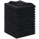 Pano facial de microfibra SUNLAND reutilizável 30x30cm, pacote com 12 unidades, preto