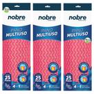 Pano Multiuso Picotado 30x20cm Nobre Kit 3 Un Rolo com 25 Un