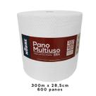 Pano multiuso SLIM 28cm x 300m - 600 panos picotado NOBRE branco