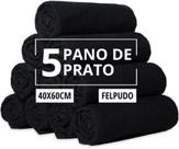 Panos De Prato Liso Preto Kit 5 Atoalhado Felpudo Gourmet Cozinha Com Bainha Grosso 100% Algodão