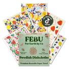 Panos de prato suecos FEBU, pacote com 5, padrão de frutas, reutilizáveis