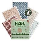 Panos de prato suecos FEBU, pacote com 5 toalhas de papel reutilizáveis orientais