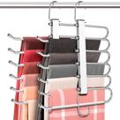 Pant Hangers HUITEM 6 camadas em aço inoxidável branco que economiza espaço Pant Hangers HUITEM 6 camadas em aço inoxidável branco que economiza espaço