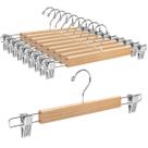 Pant Skirt Hangers Amber Home, pacote com 10, 36 cm de madeira com clipes Pant Skirt Hangers Amber Home, pacote com 10, 36 cm de madeira com clipes