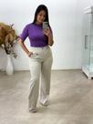 Pantalona Alfaiataria Com Cinto - Nude Acinzentada