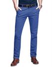 Pantalones Ajustados de Corte Cónico con Frente Plano para Hombre Azul Claro