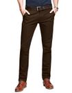 Pantalones Ajustados de Corte Entallado y Pierna Cónica, Frente Plano, Marrón Oscuro 40W x 31L