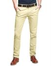 Pantalones Casuales Entallados con Pierna Cónica y Frente Plano para Hombre Beige