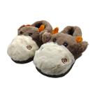 Pantufa 3d Vaca infantil Solado De Borracha Bichinho Vaquinha Pelúcia Inverno 1 par