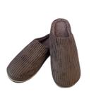 Pantufa Chinelo de Quarto Listras Calçado Fechado Quentinho