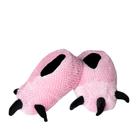 Pantufa De Monstro Rosa Adulto Em Pelúcia Sola Antiderrapante