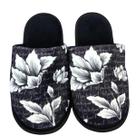 Pantufa feminina chinelo de quarto floral mãe macia conforto